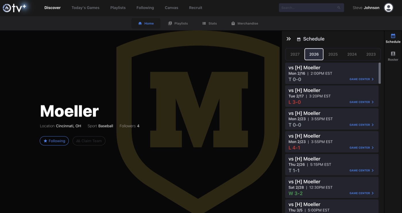 An AWRE TV program channel with its schedule and game center